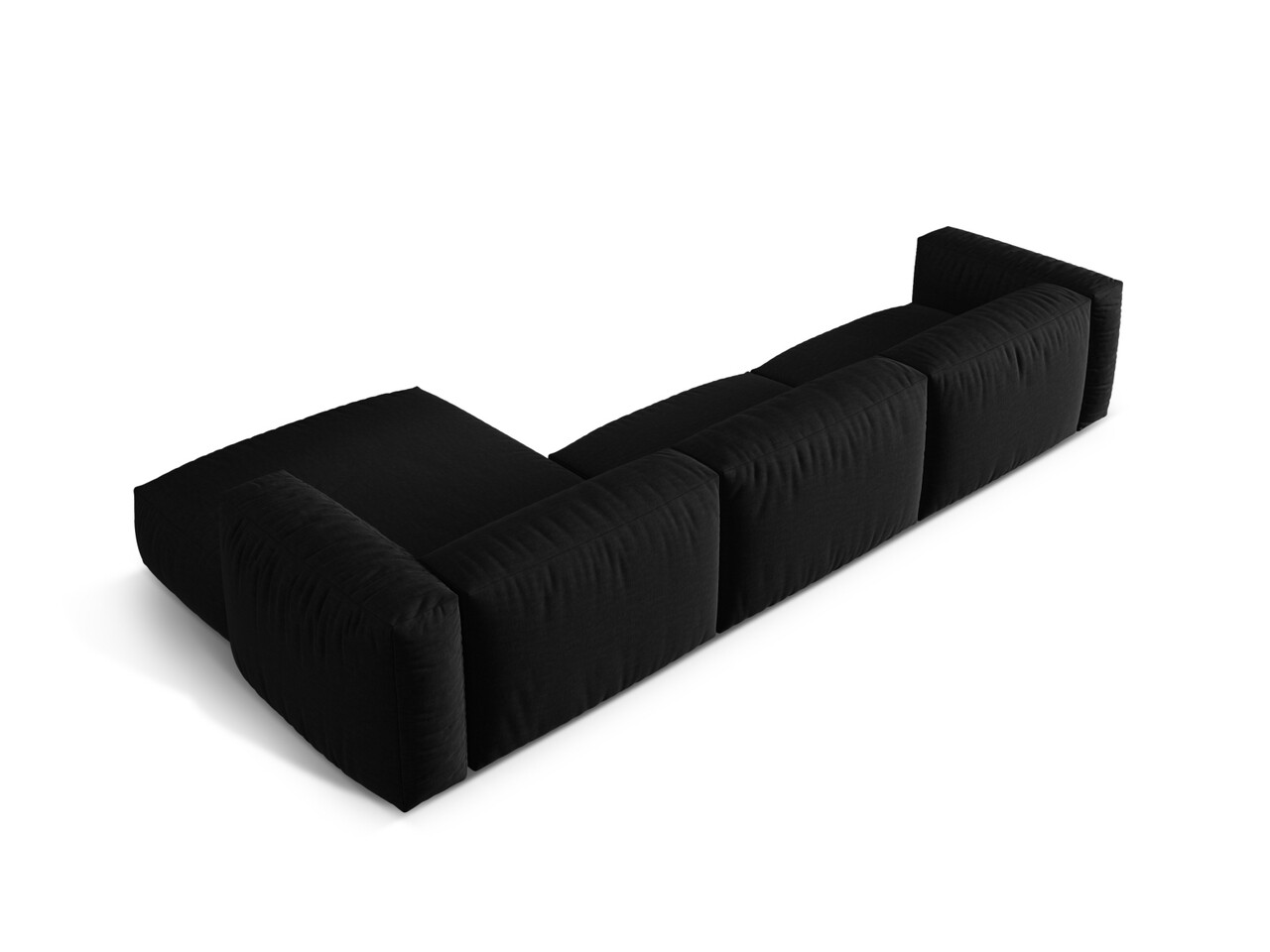 Coltar modular dreapta 3 locuri, Martina-169, Micadoni Home, 332x176x75 cm, tesatura structurata catifelata, negru - 1 | YEO