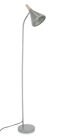 Lampadar Brill, Bizzotto, 31x20x148 cm, 1 x E27, 25W, otel/lemn de pin, gri