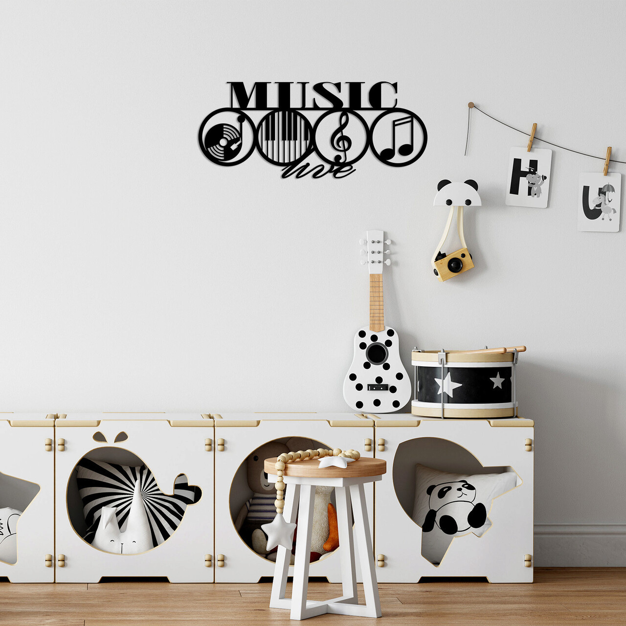 Decoratiune de perete, Music, Metal, 70 x 29 cm, Negru - 2 | YEO