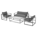 Set mobilier pentru gradina/terasa, 4 piese, Reef, 124x64.5x40 cm / 79x77x61 cm, aluminiu, gri/negru