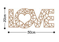 Decoratiune de perete, Love, Metal, Dimensiune: 50 x 20 cm, Cupru