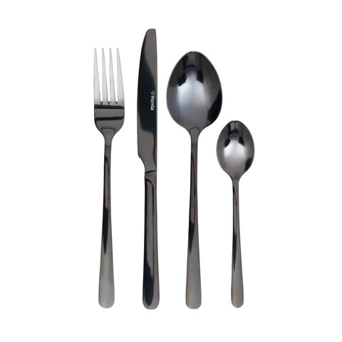 Set tacamuri 24 piese Lugano, Homla, inox 18/0, negru