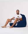 Fotoliu puf, Bean Bag, Ferndale Premium XXL, 115 x 130 cm, poliester impermeabil, albastru inchis