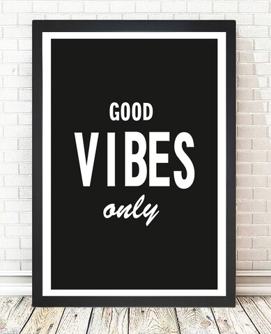 Tablou decorativ Good Vibes Only, Tablo center, 24x29 cm, MDF, multicolor