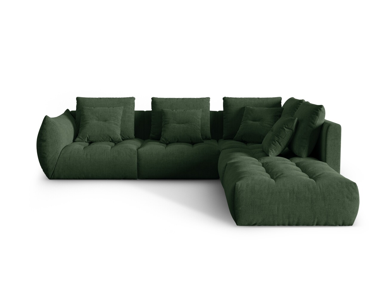 Coltar modular dreapta 4 locuri, Bloom-86, Micadoni Home, 316x310x95 cm, tesatura structurata, verde muschi - 1 | YEO