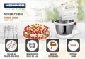 Mixer cu bol Charm, Heinner, 300 W, 5 viteze, alb/gri