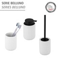 Perie pentru toaleta cu suport Belluno, Wenko, 11.5x42 cm, ceramica/inox, alb/negru