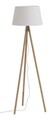 Lampadar Wallas, Bizzotto, D52x152 cm, 1 x E27, 40W, lemn de stejar/terilena/bumbac, gri