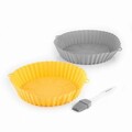 Set 2 cosuri din silicon pentru friteuze cu aer cald Mollicon, InnovaGoods, 24.5 x 21.5 x 4.5 cm, gri/portocaliu