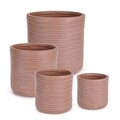 Set ghivece pentru exterior 4 piese Tressage, Bizzotto, Ø43 x 43 cm, fibra de sticla si argila, teracota