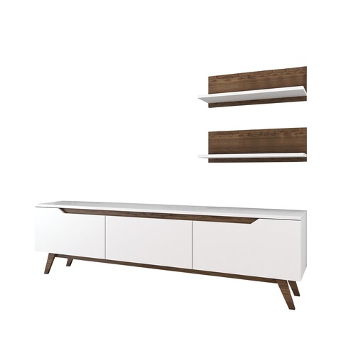 Mobilier pentru living M48 - 1053, Rani, 3 piese, 180x35x39.6 cm, alb/natural