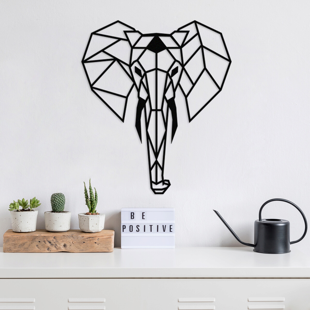 Decoratiune de perete, Elephant Metal Decor, Metal, Dimensiune: 45 x 52 cm, Negru - 2 | YEO