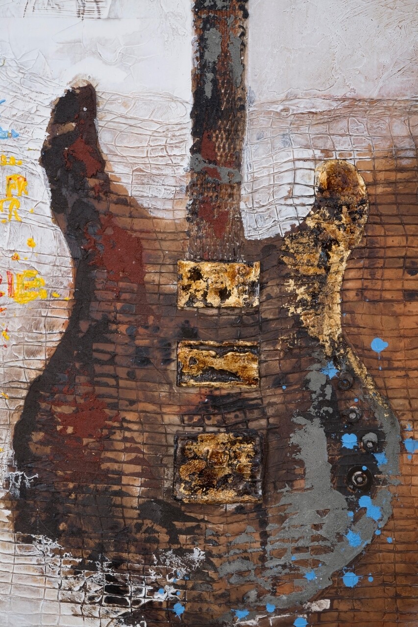 Tablou decorativ Guitar Art, Mauro Ferretti, 90x120 cm, pictat manual, canvas/lemn de pin - 1 | YEO