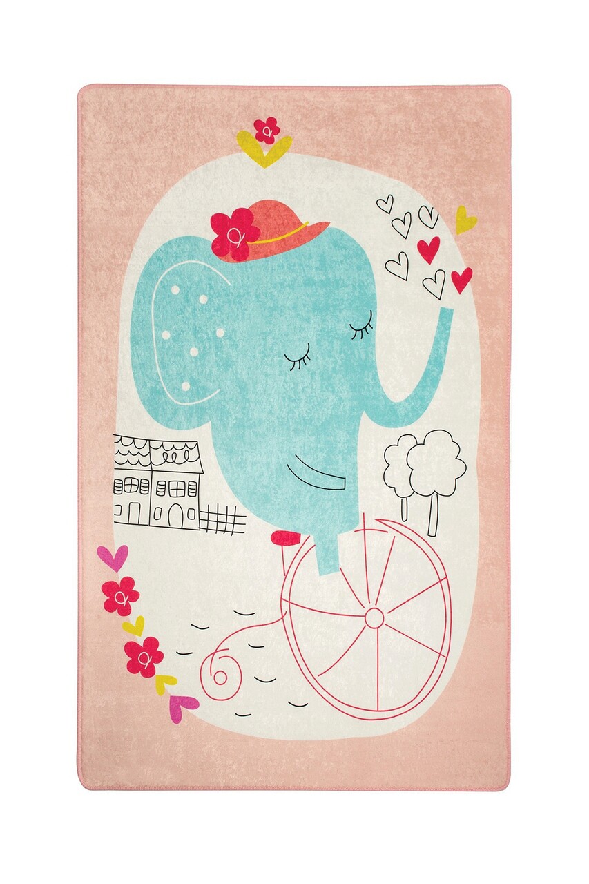 Covor, Elephants Bike, 100x160 cm, Catifea, Multicolor - 1 | YEO