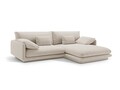 Coltar dreapta 4 locuri, Torino-184, Micadoni Home, 250x170x83 cm, catifea, ecru