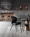 Set 2 scaune de bar Ekho, Vasagle, 49.5 x 49.5 x 63 cm, otel/piele ecologica, negru