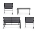 Set mobilier pentru gradina/terasa 4 piese Markus, Bizzotto, otel/textilena 2x1, gri carbune