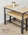 Set masa dining si 2 banci Vasagle, 110x70x75 cm/97x30x50 cm, PAL/otel, stejar auriu/negru