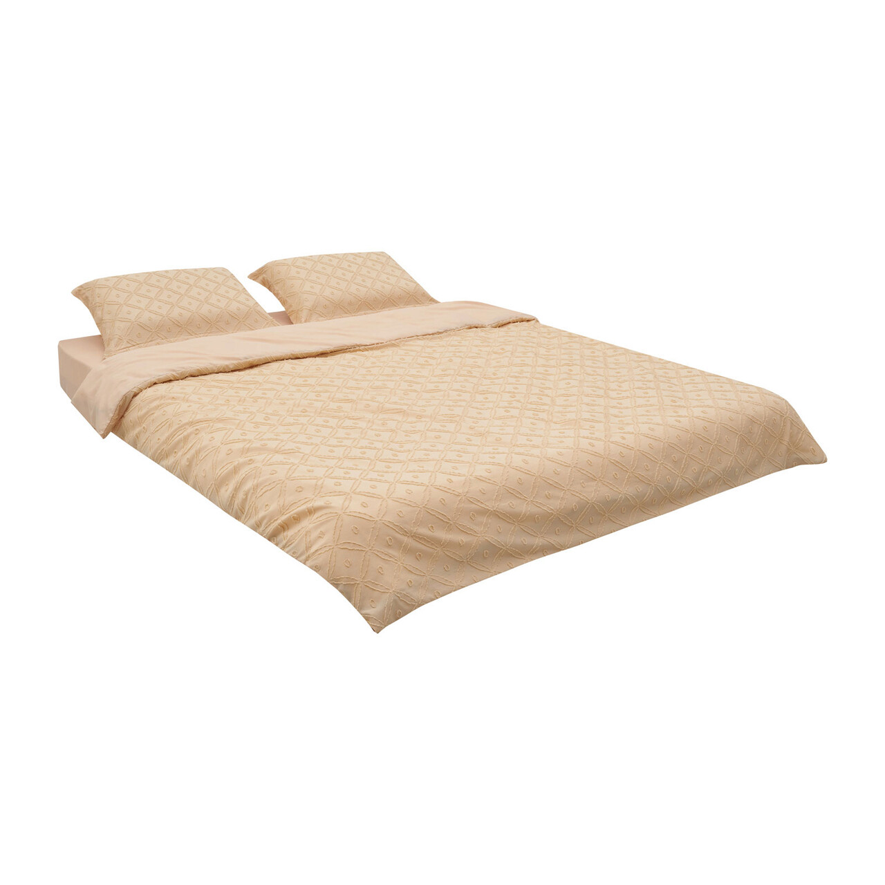 Lenjerie De Pat Dubla King Size Cu Broderie Tuffata, Heinner Home, 220x240 Cm, Microfibra 100 GSM, Crem