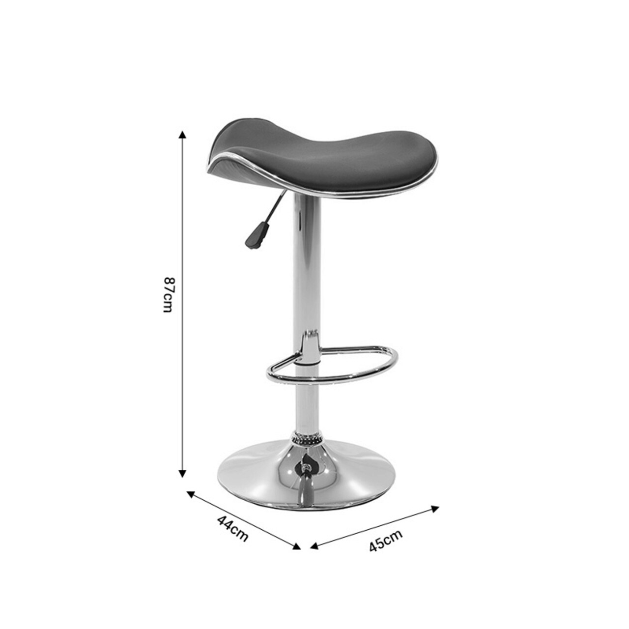 Scaun de bar Enzo, Pakoworld, 45x44x87 cm, piele ecologica/metal, alb/argintiu