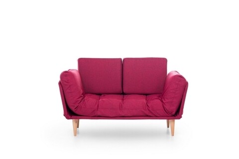 Canapea extensibila Nina Daybed, Futon, 3 locuri, 200x70 cm, metal, rosu inchis