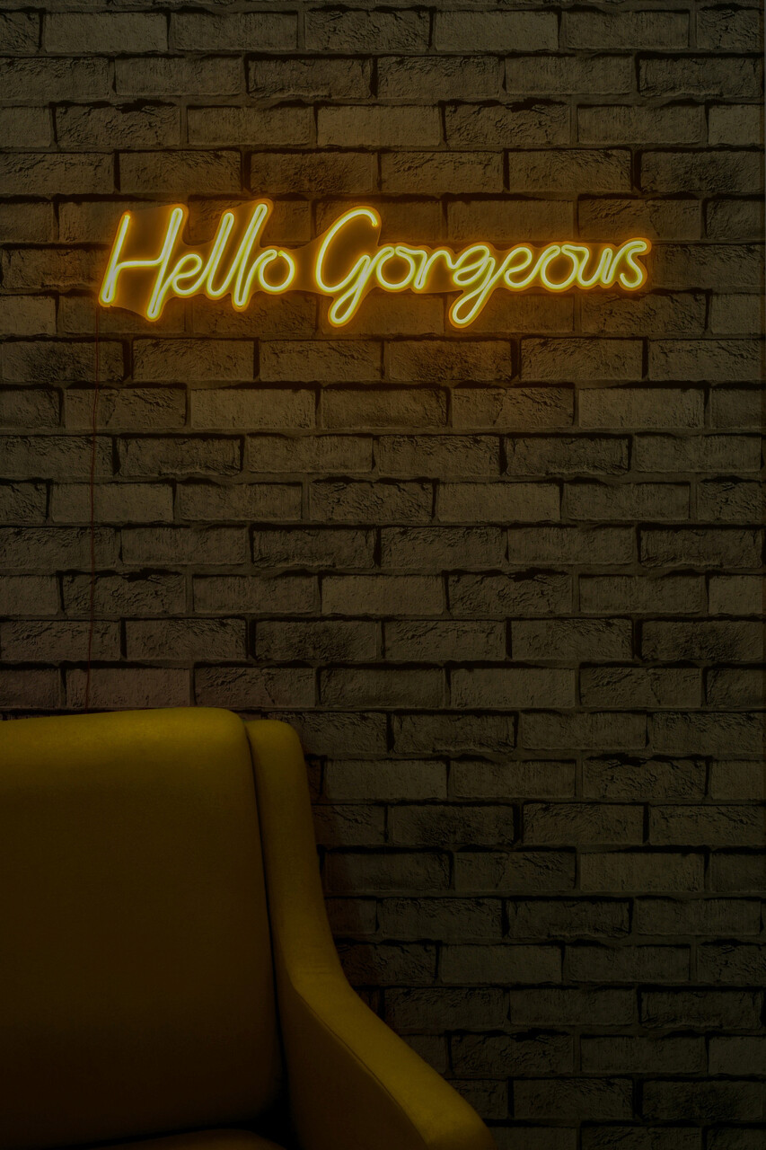 Decoratiune Luminoasa LED, Hello Gorgeous, Benzi Flexibile De Neon, DC 12 V, Galben