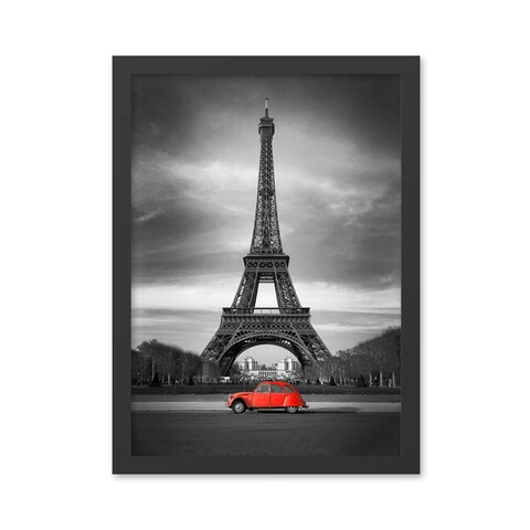 Tablou decorativ, Eiffel Tower (35 x 45), MDF , Polistiren, Negru/Rosu