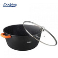 Semioala cu capac, Cooking by Heinner, Dark Line, 44 x 19 cm, 23 L, aluminiu turnat, negru