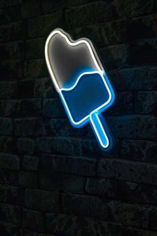 Decoratiune luminoasa LED, Ice Cream, Benzi flexibile de neon, DC 12 V, Alb/Albastru