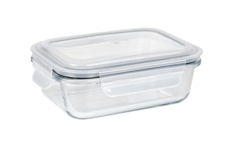 Caserola cu capac, Wenko, Pacu, 0.6 L, 18 x 13 x 6.5 cm, sticla/polipropilena/silicon, transparent