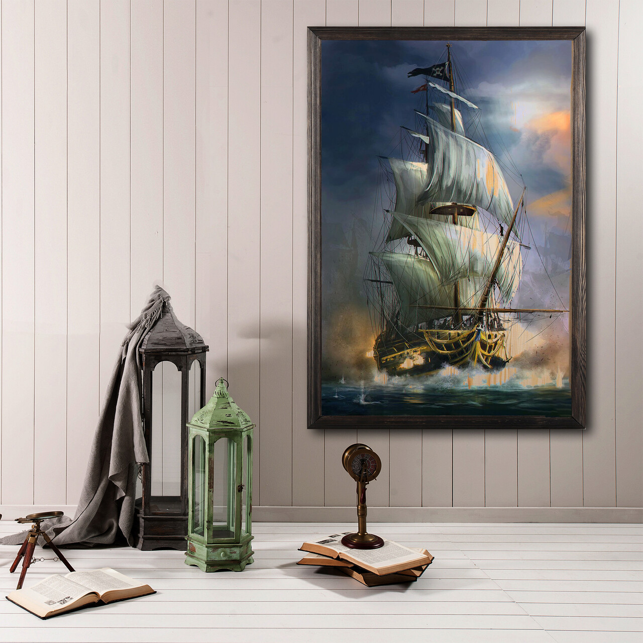 Tablou decorativ, Sailboat XL, Lemn, Lemn, Multicolor