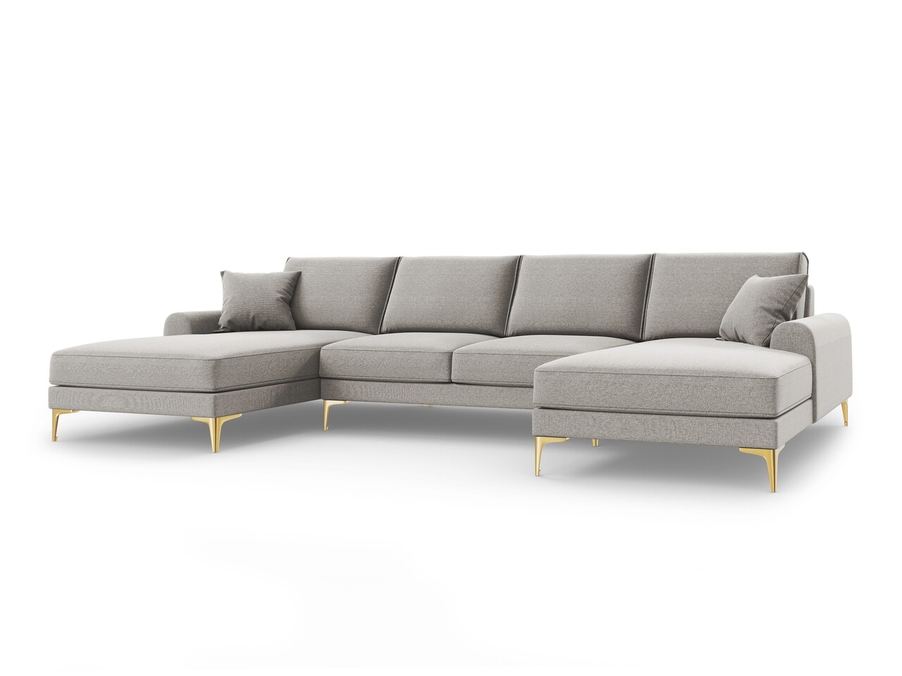 Coltar panoramic, Madara, Mazzini Sofas, 6 locuri, gold legs, 334x182x90 cm, material structurat, gri deschis - 1 | YEO