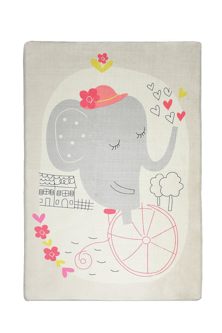 Covor, Elephants Bike, 140x190 cm, Catifea, Multicolor - 1 | YEO