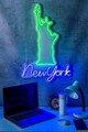 Decoratiune luminoasa LED, New York, Benzi flexibile de neon, DC 12 V, Verde albastru