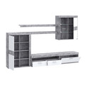 Set mobilier living 4 piese Zeist, Bedora, 300x41x200.9 cm, PAL/sticla/plastic, alb/gri deschis