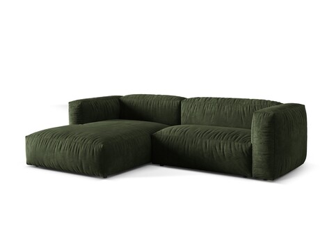 Coltar modular stanga 2 locuri, Martina-120, Micadoni Home, 283x176x75 cm, catifea, verde