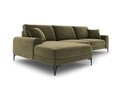 Coltar stanga, Madara, Mazzini Sofas, 5 locuri, 254x182x90 cm, catifea, verde