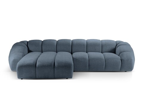 Coltar stanga 4 locuri, Diana-192, Micadoni Home, 334x182x72 cm, catifea structurata, albastru jeans