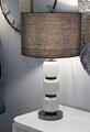 Lampa de masa Bright, Mauro Ferretti, 1 x E27, 40W, 32.5x57 cm, sticla/fier/catifea, alb/gri