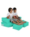 Set fotoliu dublu si 2 taburete pentru copii, Bean Bag, Ferndale, 100x50x40 cm, poliester impermeabil, turcoaz