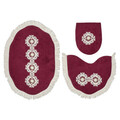 Set covoraș de baie (3 bucăți), Alanur Home, Queen, Poliester, Rosu claret