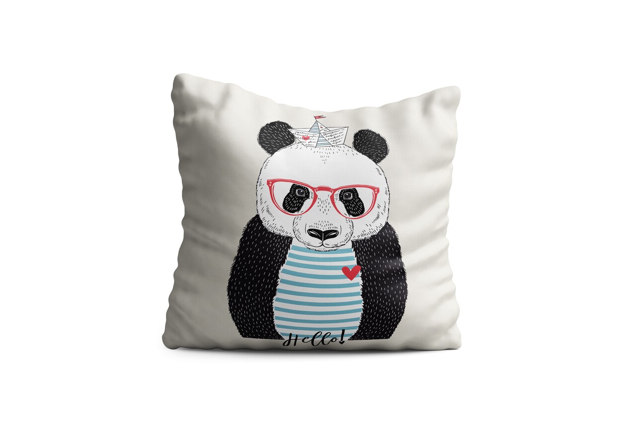 Perna decorativa Panda w boat hat, Oyo Kids, 43x43 cm, poliester, multicolor