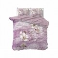 Lenjerie de pat dubla Blossom 2 Purple, Royal Textile,3 piese, 200 x 220 cm, 100% bumbac, multicolora