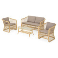 Set mobilier pentru exterior, 4 piese Surabaya, 77x67.5x79 cm, aluminiu/sticla securizata, natur/gri