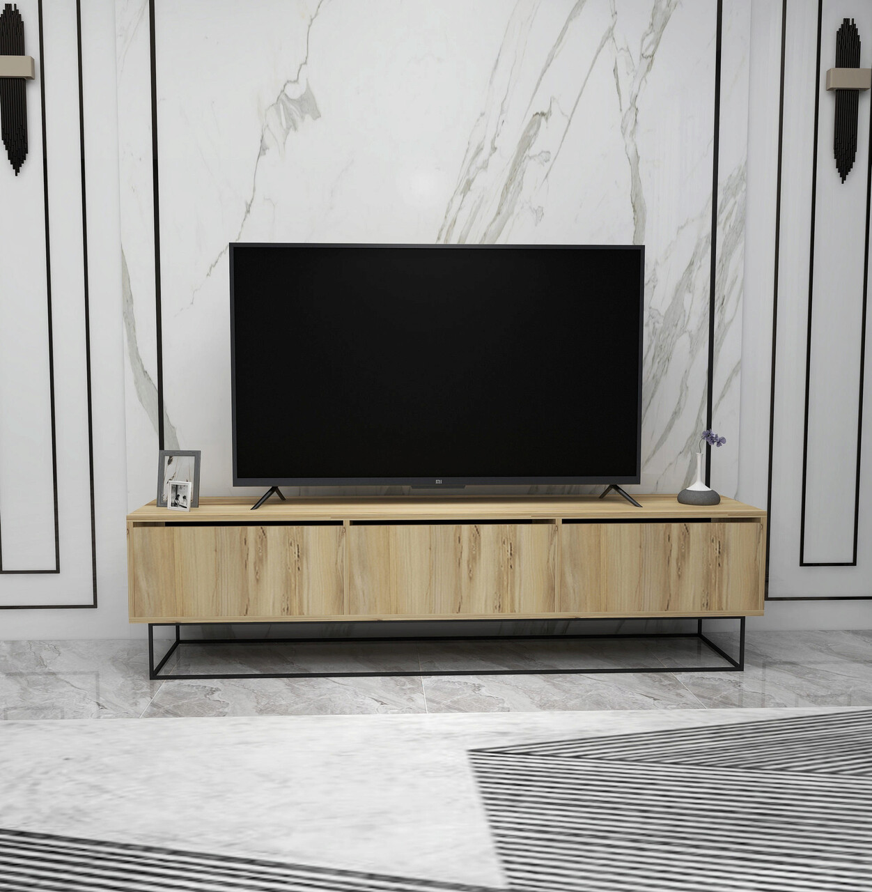 Comoda TV, Kalune Design, Kordon 180, Pâslă / Negru