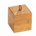 Cutie depozitare cu capac pentru baie Terra S, Wenko, 9 x 9 x 9 cm, bambus, natur