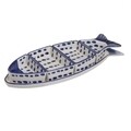 Set platouri pentru gustari Fish, InArt, ceramica, alb/albastru