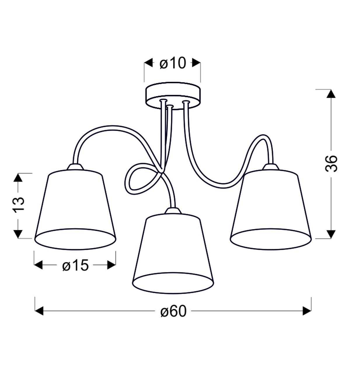 Lustra Luk, Candellux, 60 x 36 cm, 3 x E14, 40W, crom - 1 | YEO