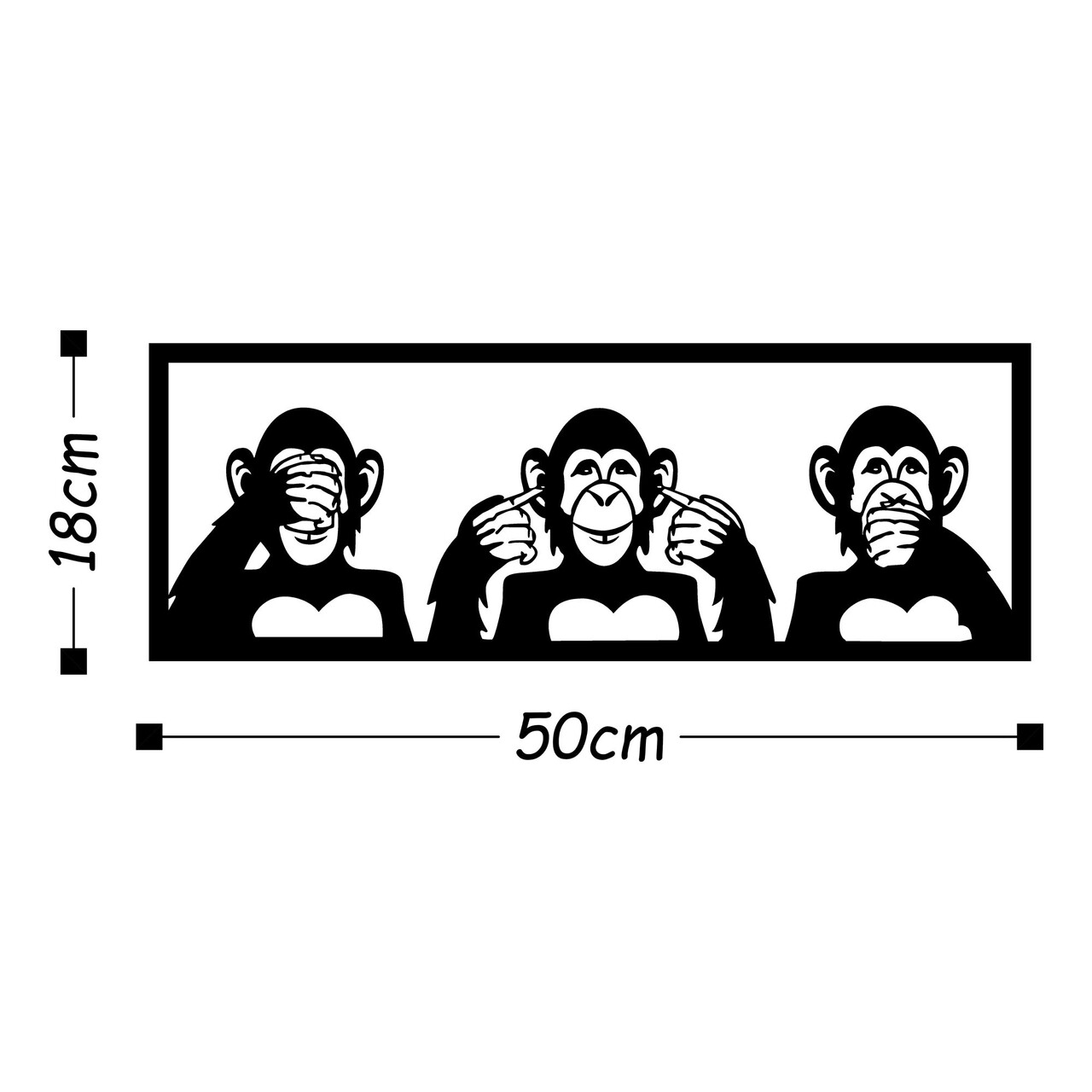 Decoratiune De Perete, Three Monkeys S, Tanelorn, 50x18 Cm, Metal