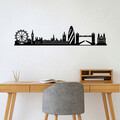 Decoratiune de perete, London Skyline, Metal, 105 x 18 cm, Negru